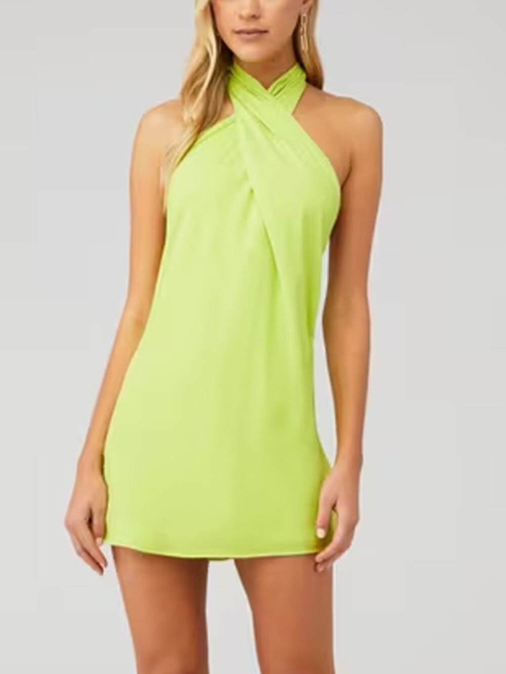 Show Me Your Mumu Neon Green Jasmine Halter Mini Dress Size L